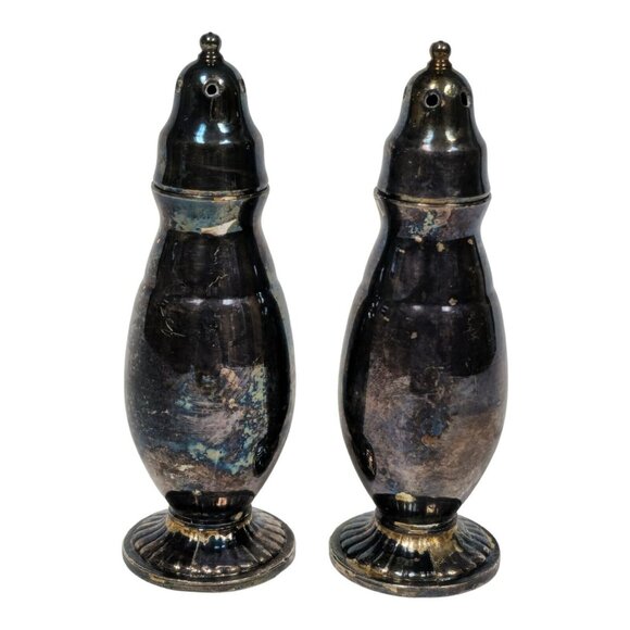 Vintage Oneida Salt & Pepper Shakers Ornate Retro Silver Plated Kitchen decor - Picture 2 of 16